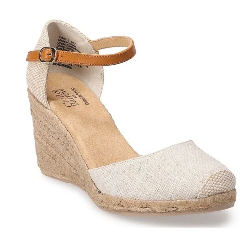 Croft And Barrow Womens Jute Wrapped Wedge Espadrille Sandal Linen Size 9M